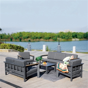 Patio Gray Aluminum 7-Person Outdoor Seating Group with Cushions