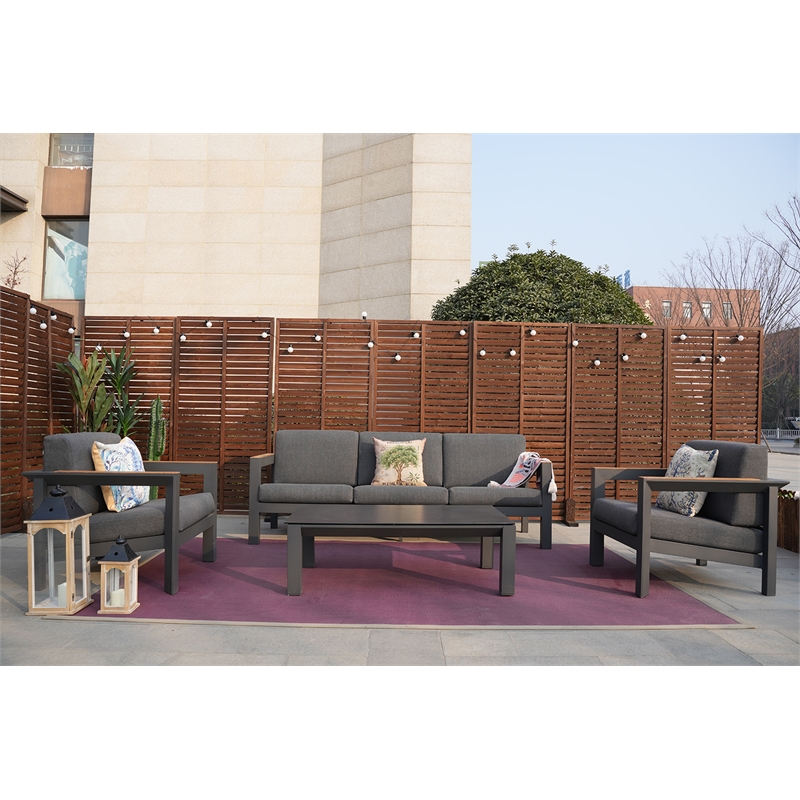 Patio Gray Aluminum 5-Person Outdoor Seating Group with Cushions