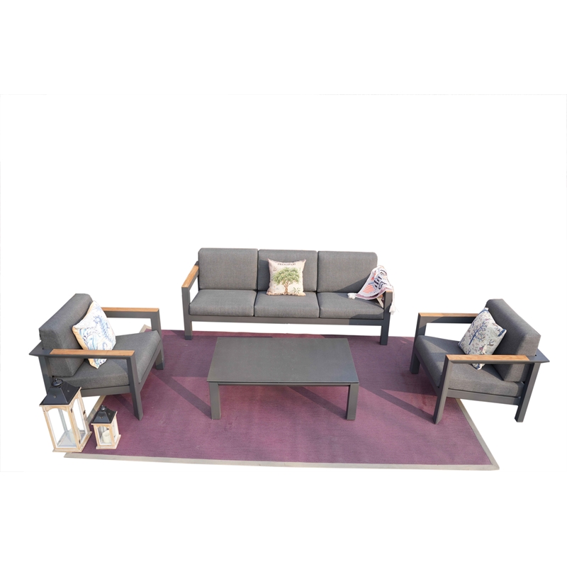 Patio Gray Aluminum 5-Person Outdoor Seating Group with Cushions
