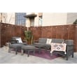 Gray Aluminum 5-Person Outdoor Seating Group with Cushions and Ottomans