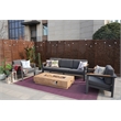 Gray Aluminum 5-Person Outdoor Seating Group with Cushions and Firepit