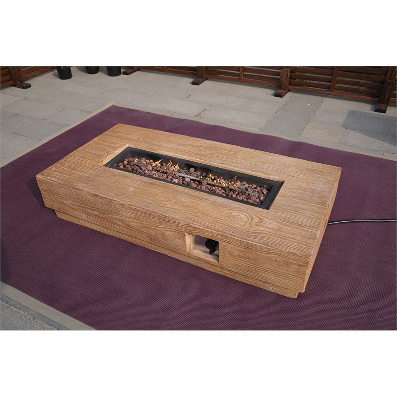 Gray Metal Outdoor Gas Fire Pit Rectangle Fire Pit Table With Propane Tank Cover