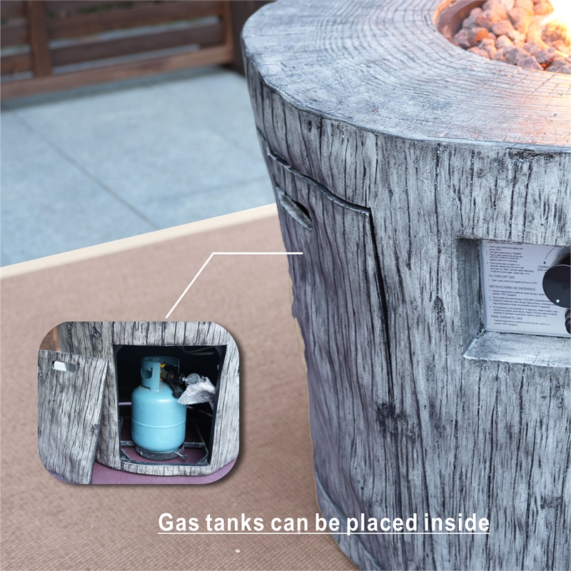 Direct Wicker Gray Metal Stone Propane Outdoor Fire Pit Table