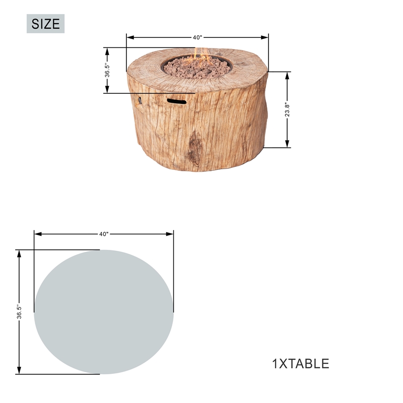 Direct Wicker Gray Metal Stone Propane Outdoor Fire Pit Table
