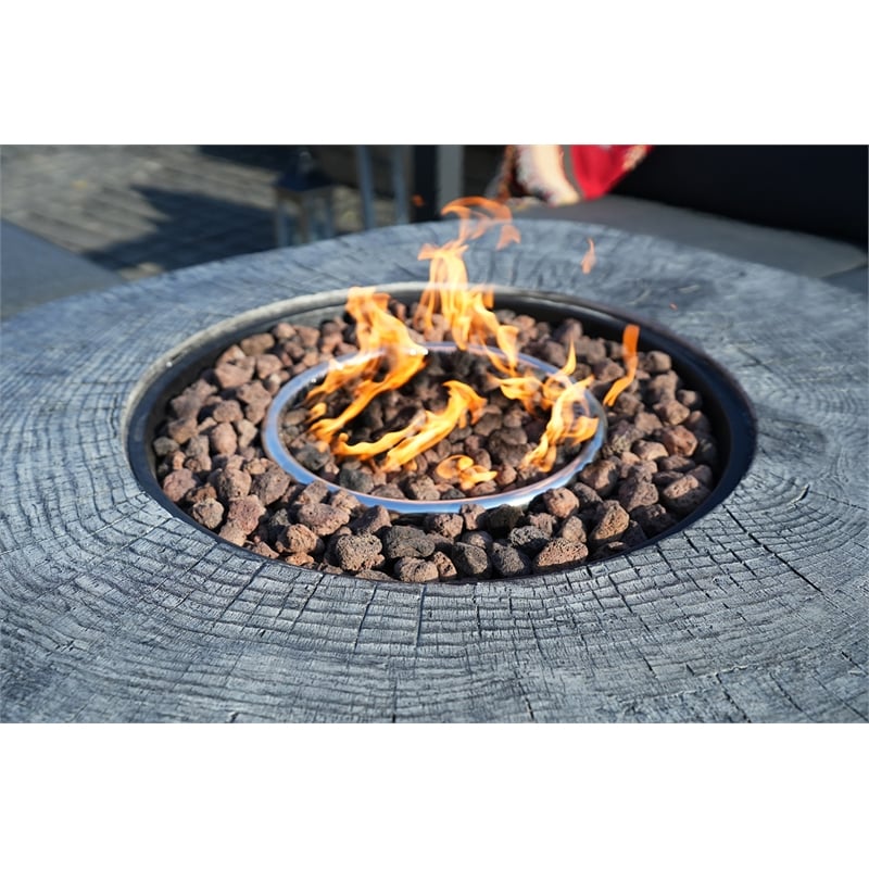 Direct Wicker Gray Metal Stone Propane Outdoor Fire Pit Table