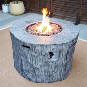 Direct Wicker Gray Metal Stone Propane Outdoor Fire Pit Table