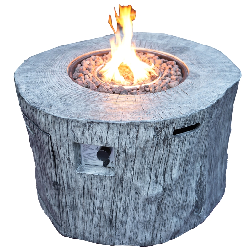 Direct Wicker Gray Metal Stone Propane Outdoor Fire Pit Table