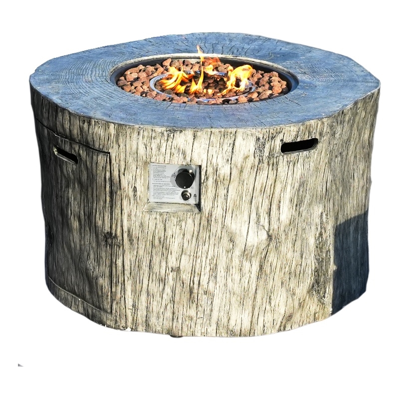 Direct Wicker Gray Metal Stone Propane Outdoor Fire Pit Table