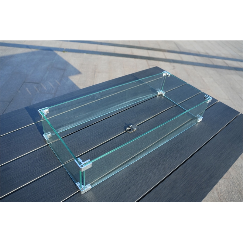 Direct Wicker Gray Cast Iron Propane Outdoor Fire Pit Table with Lid