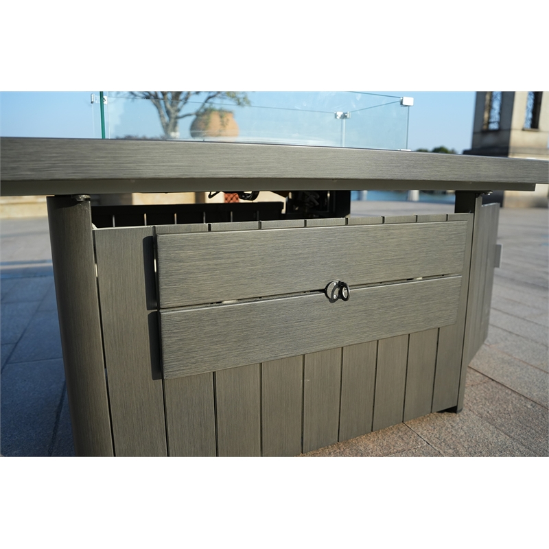 Direct Wicker Gray Cast Iron Propane Outdoor Fire Pit Table with Lid