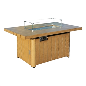 Direct Wicker Teak Cast Iron Outdoor Fire Pit Table with Lid