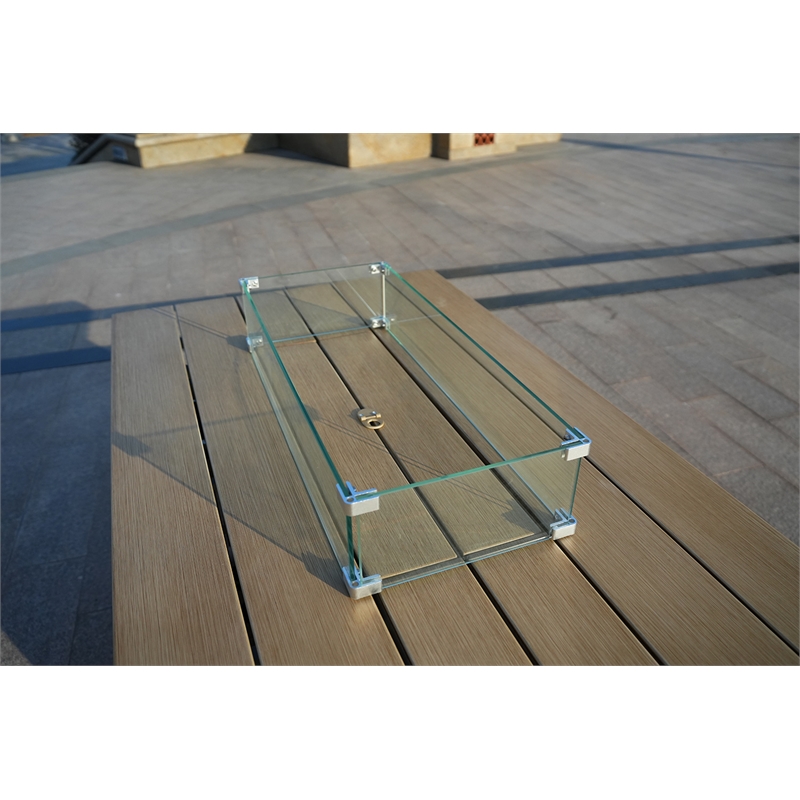 Direct Wicker Teak Cast Iron Outdoor Fire Pit Table with Lid