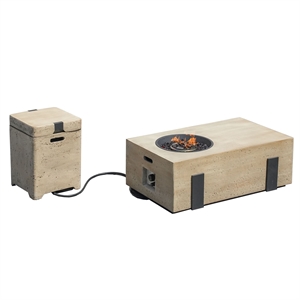 Direct Wicker Brown Metal Outdoor Fire Pit Table With Ice Bucket