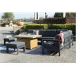Teak Aluminum 5-Person Outdoor Seating Group with Cushions and Ottomans