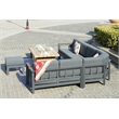 Teak Aluminum 5-Person Outdoor Seating Group with Cushions and Ottomans