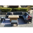 Teak Aluminum 5-Person Outdoor Seating Group with Cushions and Ottomans
