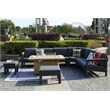 Teak Aluminum 5-Person Outdoor Seating Group with Cushions and Ottomans