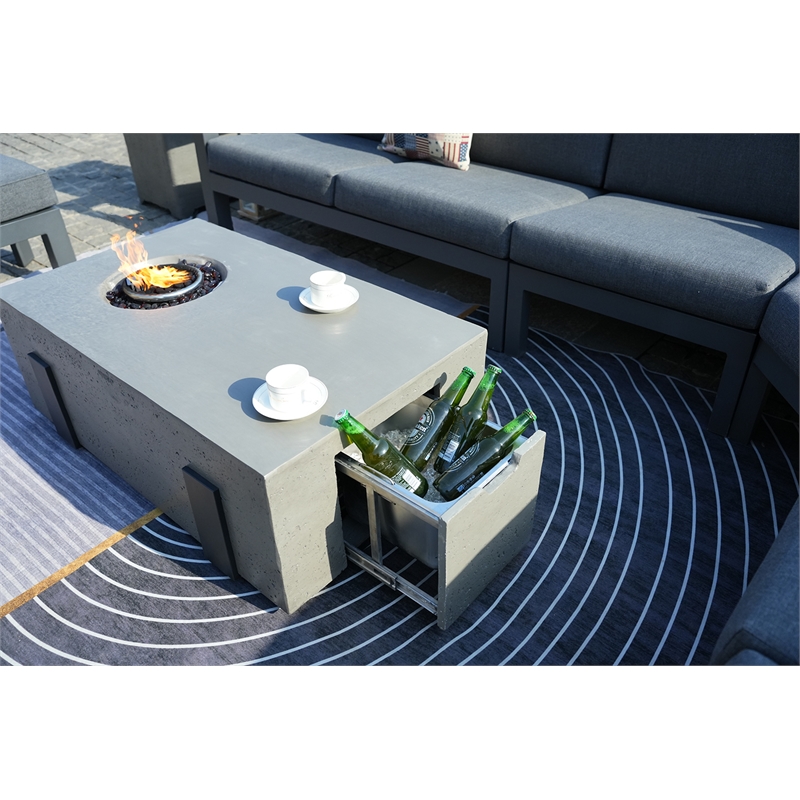 Direct Wicker Aluminum 7 Piece Outdoor Seating Group with Cushions in Gray