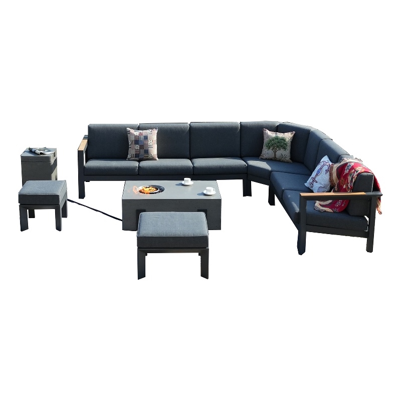 Direct Wicker Aluminum 7 Piece Outdoor Seating Group with Cushions in Gray