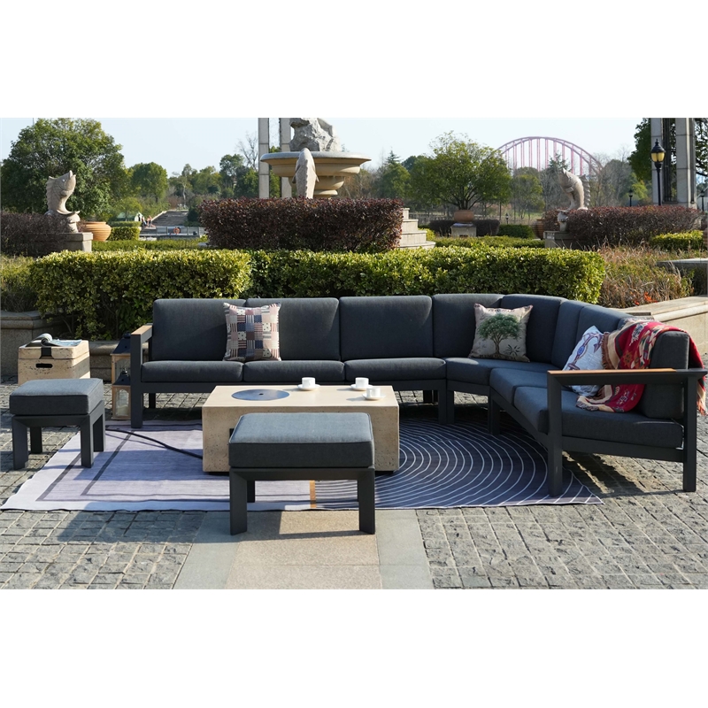 Direct Wicker Aluminum 7 Piece Outdoor Seating Group with Cushions in Brown