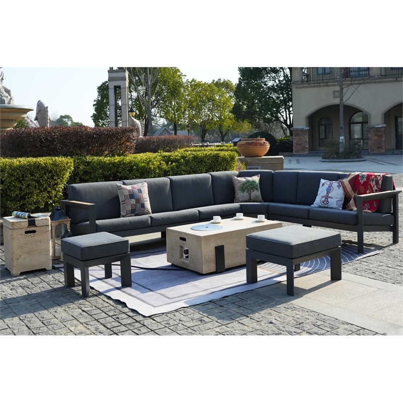 Direct Wicker Aluminum 7 Piece Outdoor Seating Group with Cushions in Brown