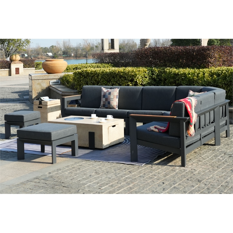 Direct Wicker Aluminum 7 Piece Outdoor Seating Group with Cushions in Brown