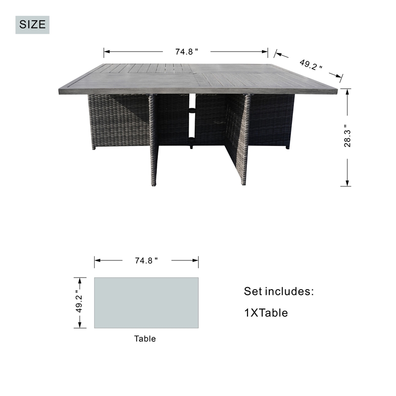 Gray Aluminum 6-Person Outdoor Dining Set with 6 Chairs and 4 Ottomans