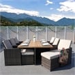 Brown Aluminum 6 - Person Outdoor Dining Set with 6 Chairs and 4 Ottomans