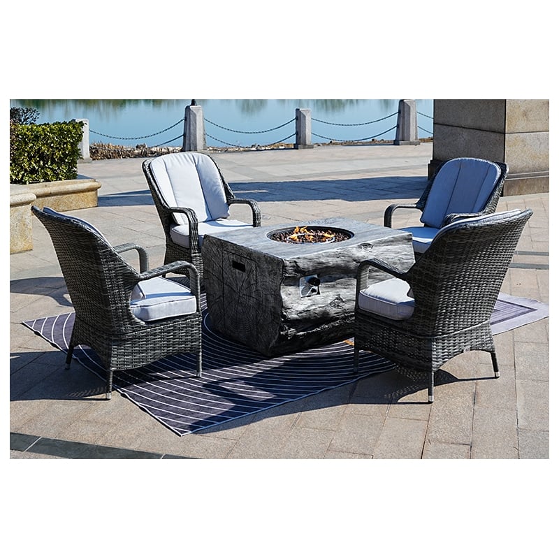 Gray Aluminum 4-Person Outdoor Seating Group with Gray Cushions