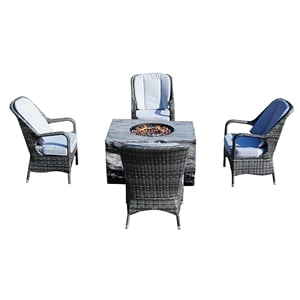 Gray Aluminum 4-Person Outdoor Seating Group with Gray Cushions