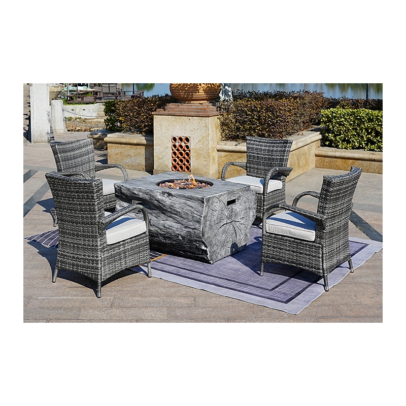 Gray Aluminum 4-Person Outdoor Seating Group with Gray Cushions
