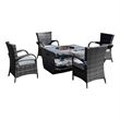 Gray Aluminum 4-Person Outdoor Seating Group with Gray Cushions