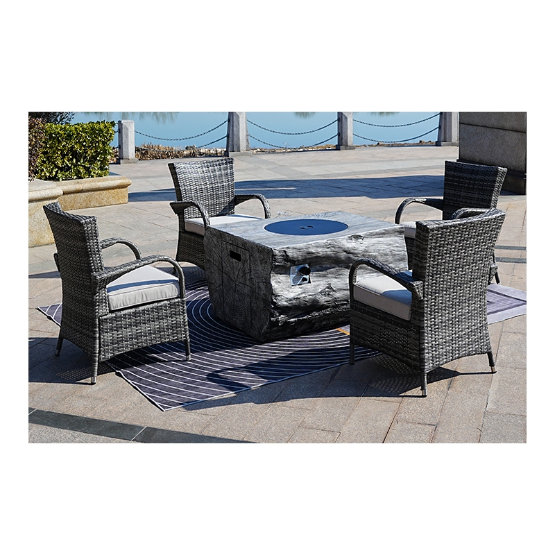 Gray Aluminum 4-Person Outdoor Seating Group with Gray Cushions