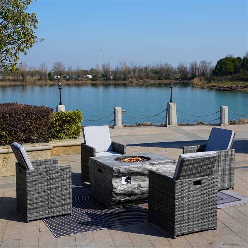 Gray Aluminum 4-Person Patio and Outdoor Seating Group with Cushions