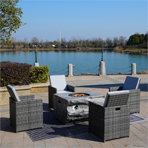 Gray Aluminum 4-Person Patio and Outdoor Seating Group with Cushions