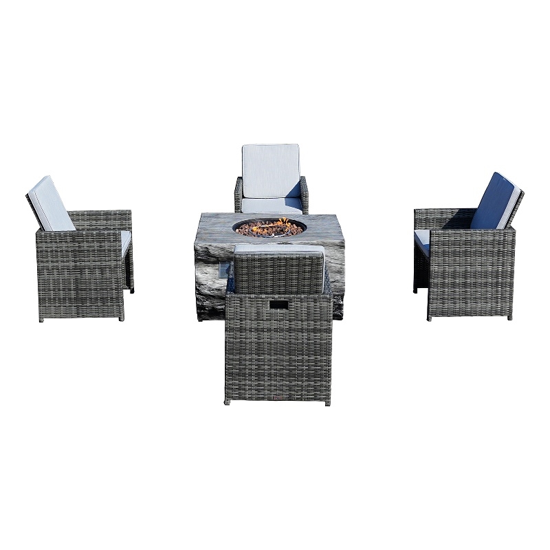 Gray Aluminum 4-Person Patio and Outdoor Seating Group with Cushions