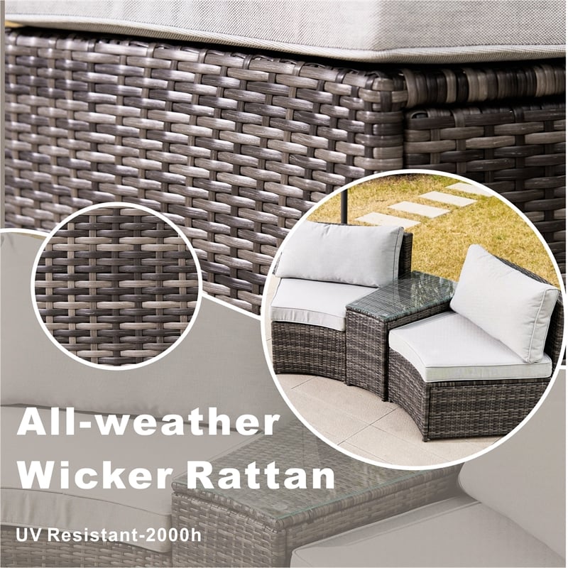 Direct Wicker Gray 6-Person Outdoor Seating Group with Cushions and Firepit