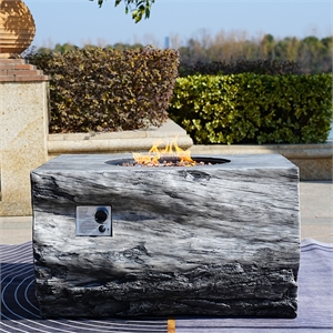 Modern Gray Aluminum Stone Propane Patio Outdoor Fire Pit Table