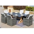 Gray Aluminum Rectangular 6 - Person Outdoor Dining Set with Cushions