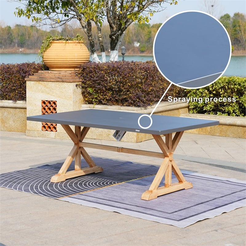Gray Aluminum Rectangular 6 - Person Outdoor Dining Set with Cushions
