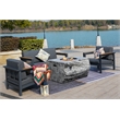Gray Aluminum 4-Person Outdoor Seating Group with Firepit and Cushions