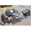Gray Aluminum 4-Person Outdoor Seating Group with Firepit and Cushions