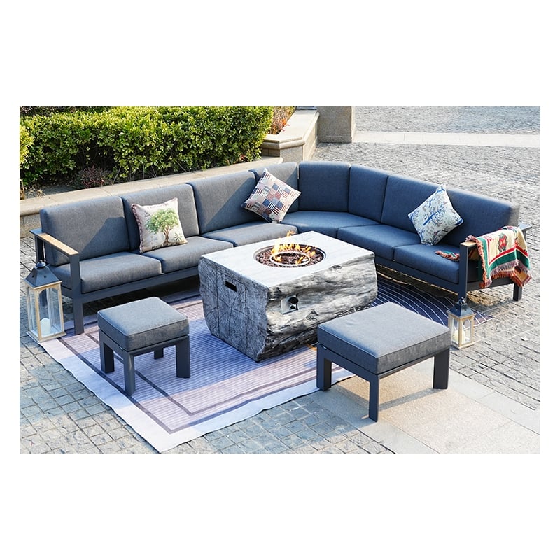 Gray Aluminum 6-Person Outdoor Seating Group with Gray Cushions
