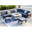 Gray Aluminum 6-Person Outdoor Seating Group with Gray Cushions