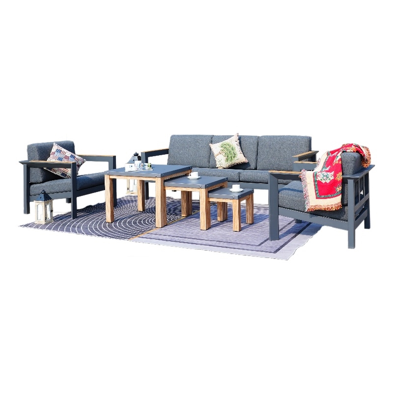 Gray Aluminum 5-Person Patio and Outdoor Seating Group with Cushions