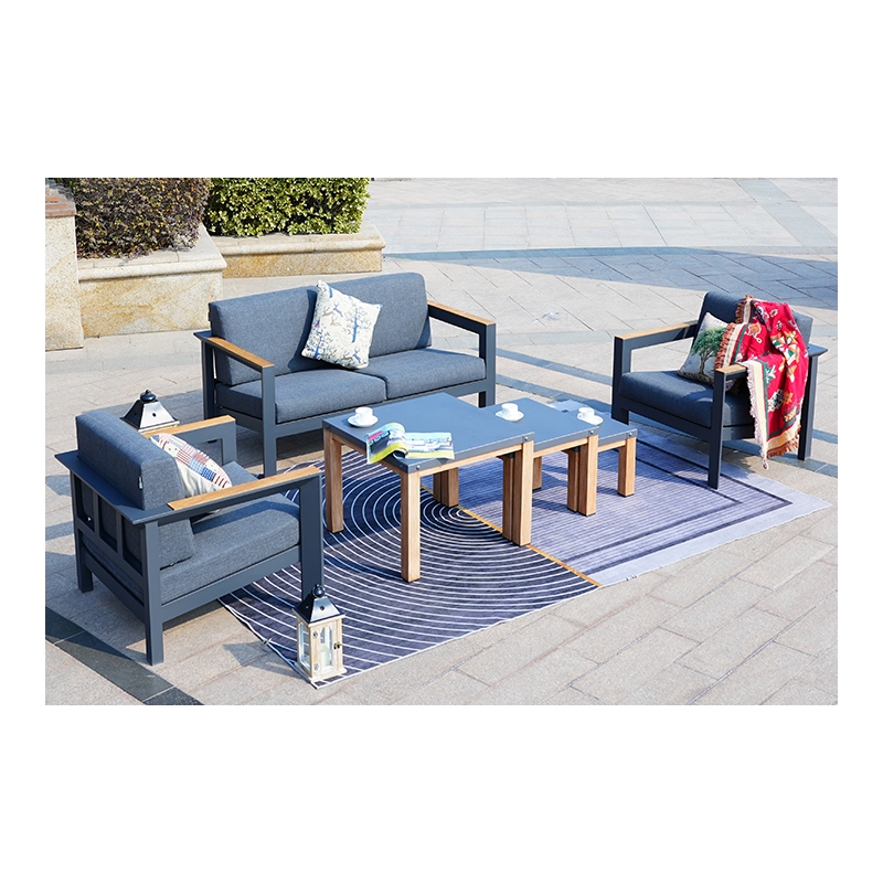 Gray Aluminum 4-Person Patio and Outdoor Seating Group with Cushions