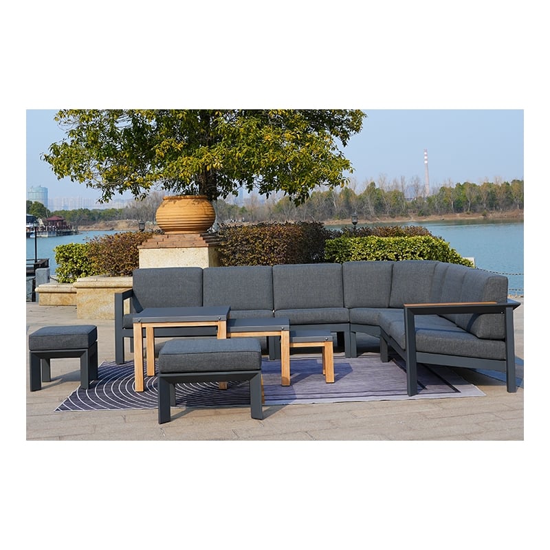 Gray Aluminum 6-Person Outdoor Seating Group with Cushions