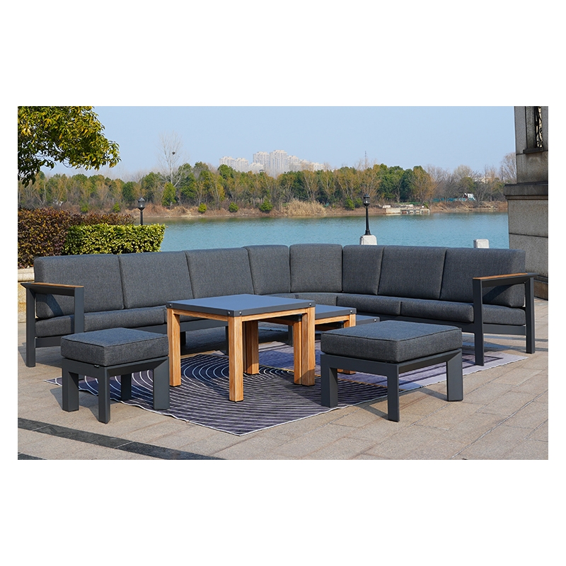 Gray Aluminum 6-Person Outdoor Seating Group with Cushions