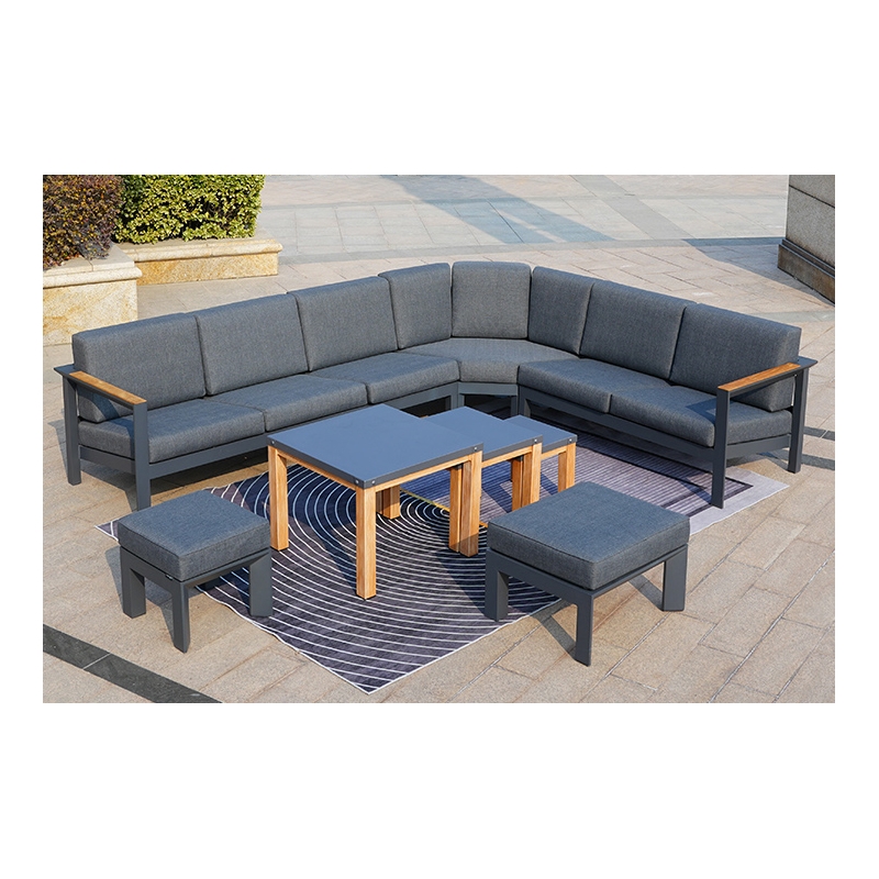 Gray Aluminum 6-Person Outdoor Seating Group with Cushions