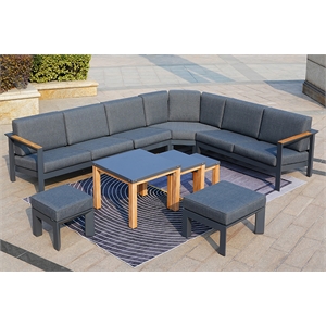Gray Aluminum 6-Person Outdoor Seating Group with Cushions